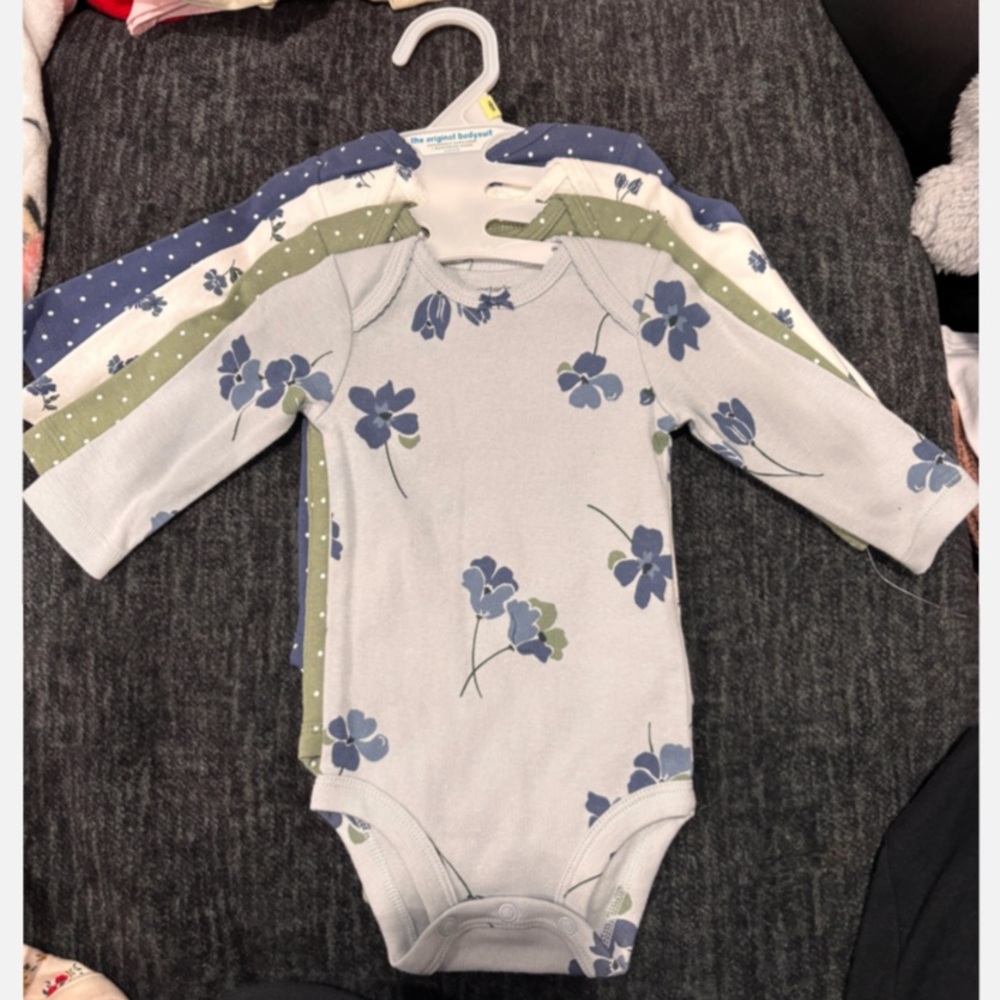 Carter's Blue Floral Long Sleeve Bodysuit Set